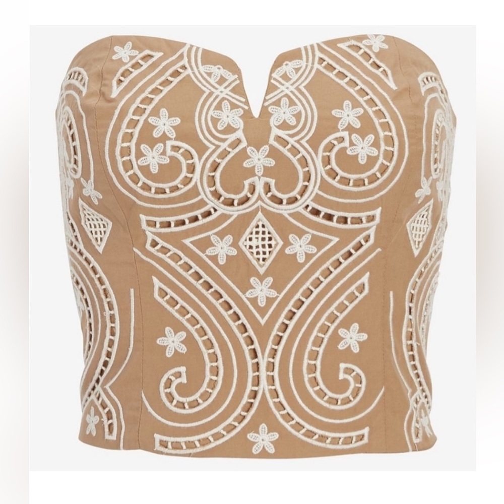 Express cream & tan pattern tube top